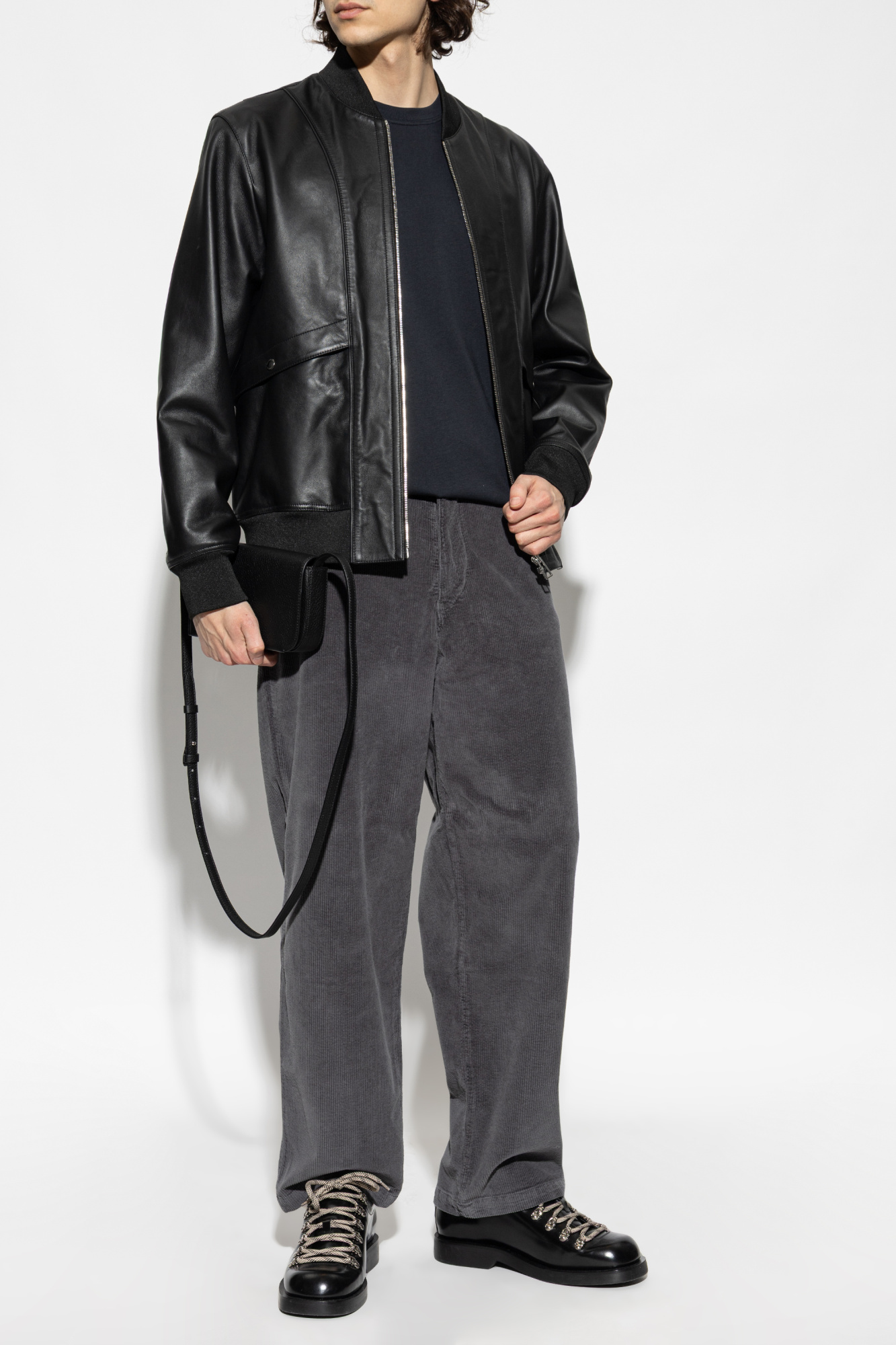 Navy blue Leather 'bomber' jacket PS Paul Smith - Vitkac France